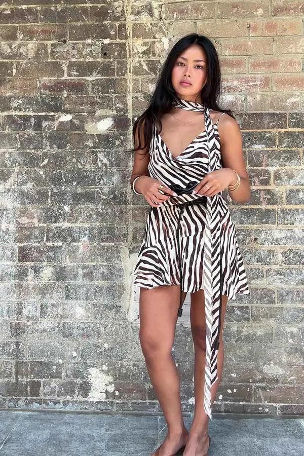 Suboo Gigi Zebra Scarf Mini Dress