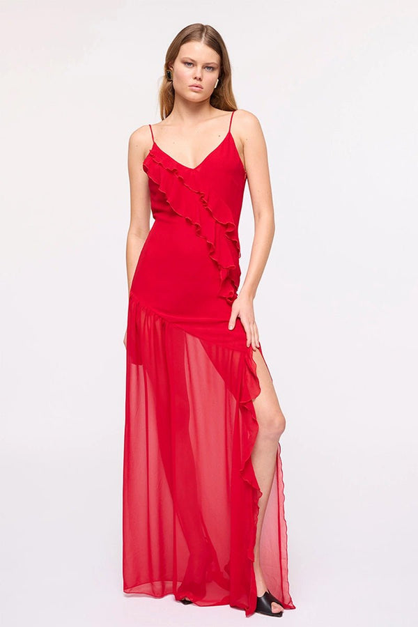 suboo Isabel Frill Maxi Dress - Cherry Red