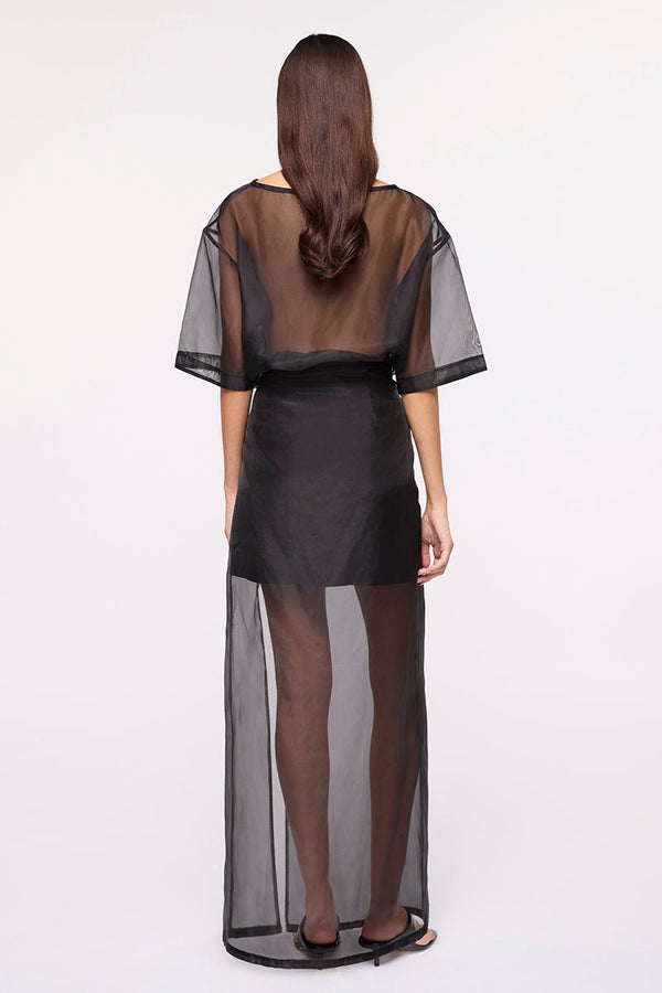 Suboo Jade Organza Oversized Tee-Black