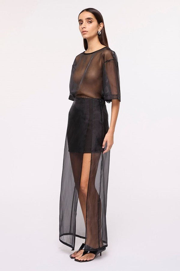 suboo Jade Organza Oversized Tee-Black