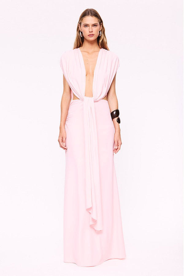 suboo Jasmine Cutout Draped Gown-Pink