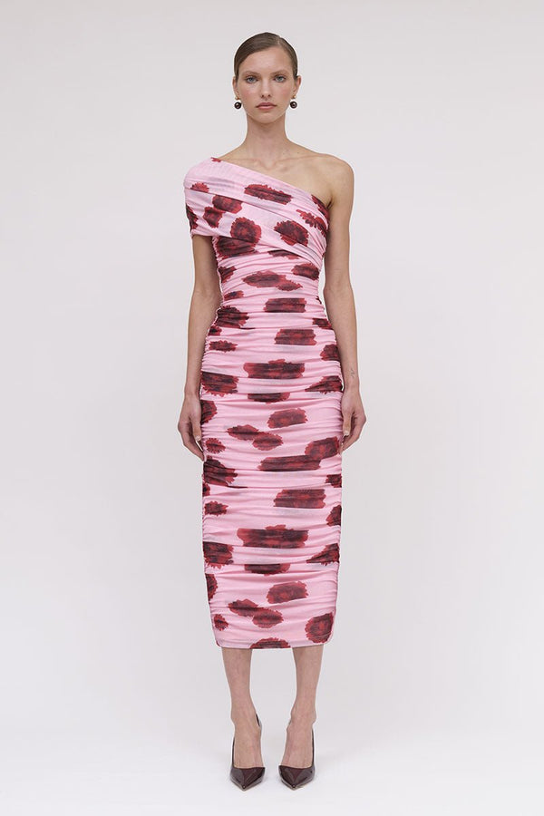 suboo Luca Mesh One Shoulder Midi