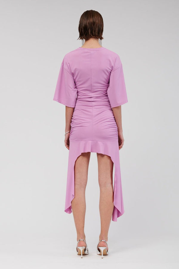 Suboo Lucia Cape Sleeve Ruched Mini Dress - Lilac
