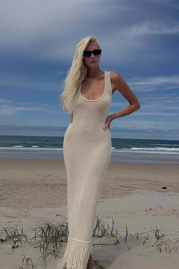 Suboo Malta Fringe Knit Maxi Dress - Natural