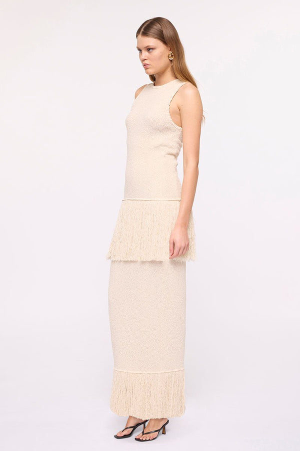 suboo Malta Fringe Knit Maxi Skirt - Natural