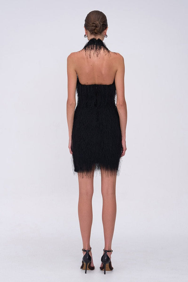 Suboo Mila Fringe Halter Neck Mini Dress