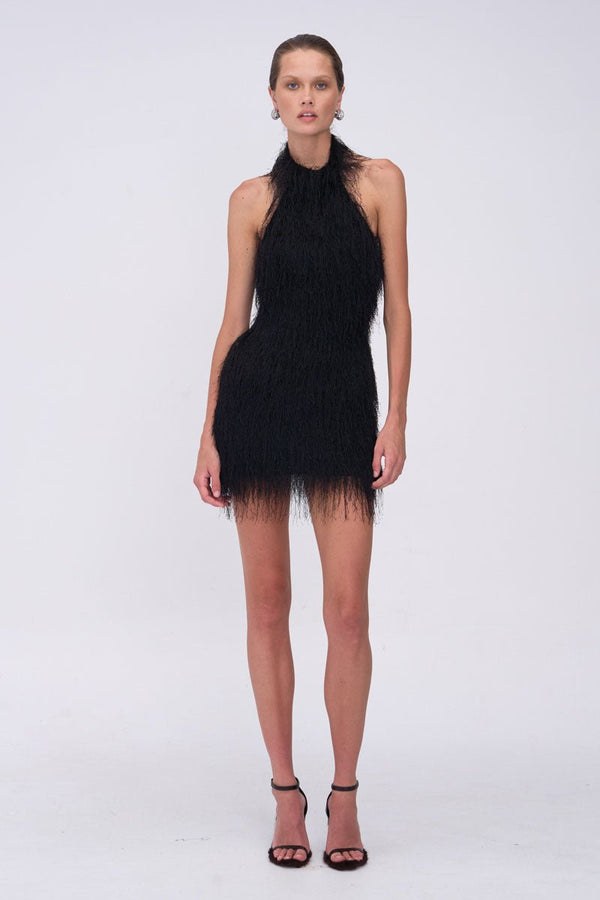 suboo Mila Fringe Halter Neck Mini Dress