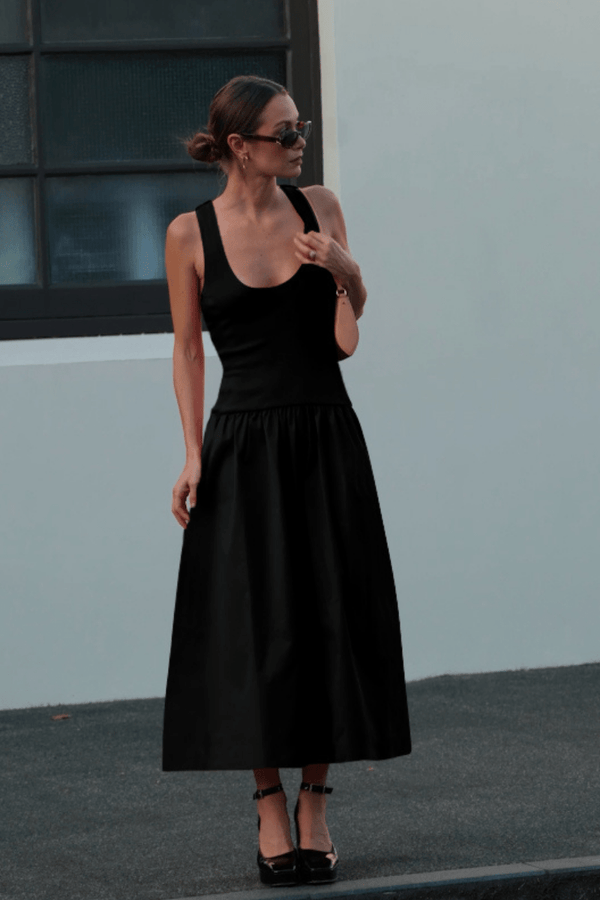 Suboo Naples Drop Waist Midi Dress - Black
