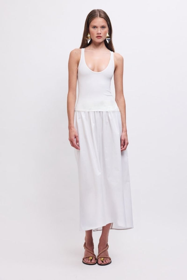 Suboo Naples Drop Waist Midi Dress - White