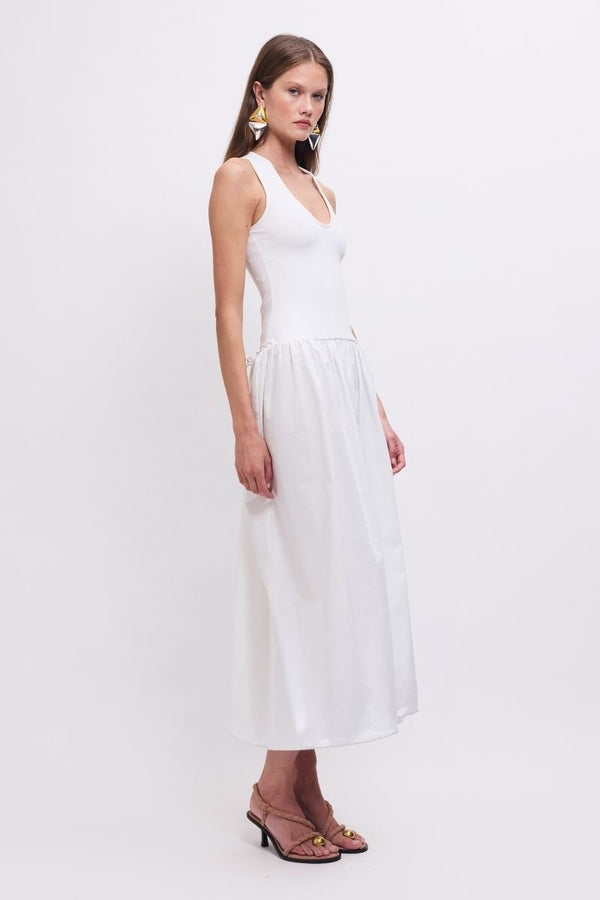 Suboo Naples Drop Waist Midi Dress - White