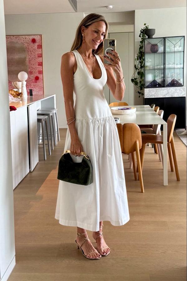 suboo Naples Drop Waist Midi Dress - White