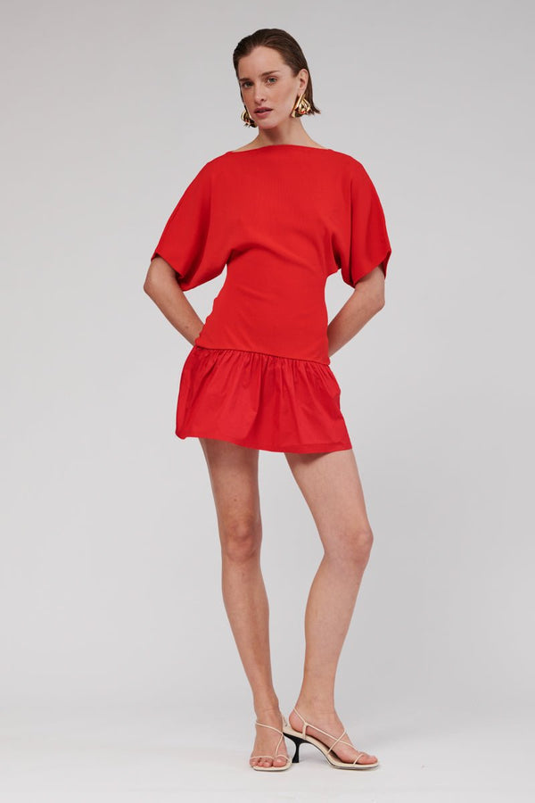 suboo Naples Drop Waist Mini Dress - Red
