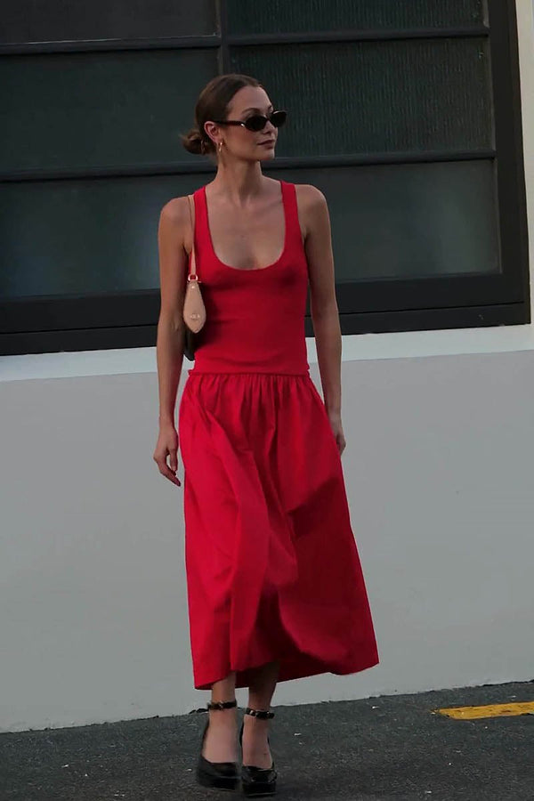 suboo Naples Dropwaist Midi Dress - Red