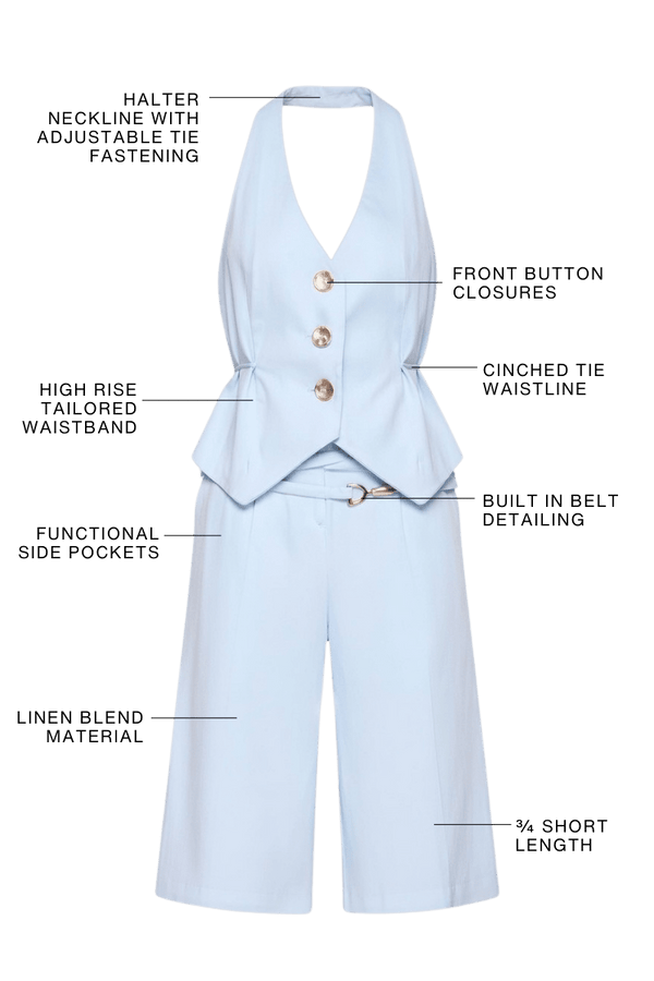 Suboo Nicole Linen Blend Halter Vest – Sky Blue