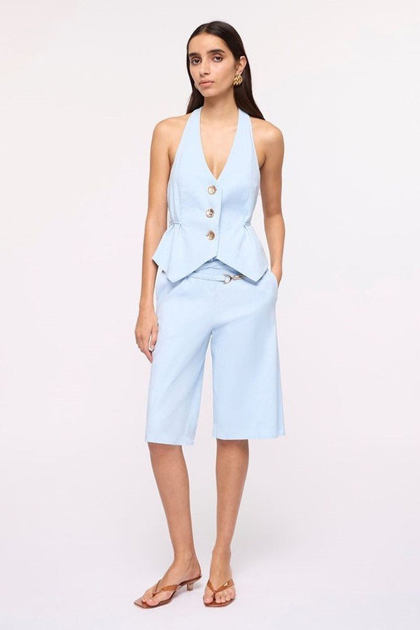 suboo Nicole Linen Blend Halter Vest – Sky Blue