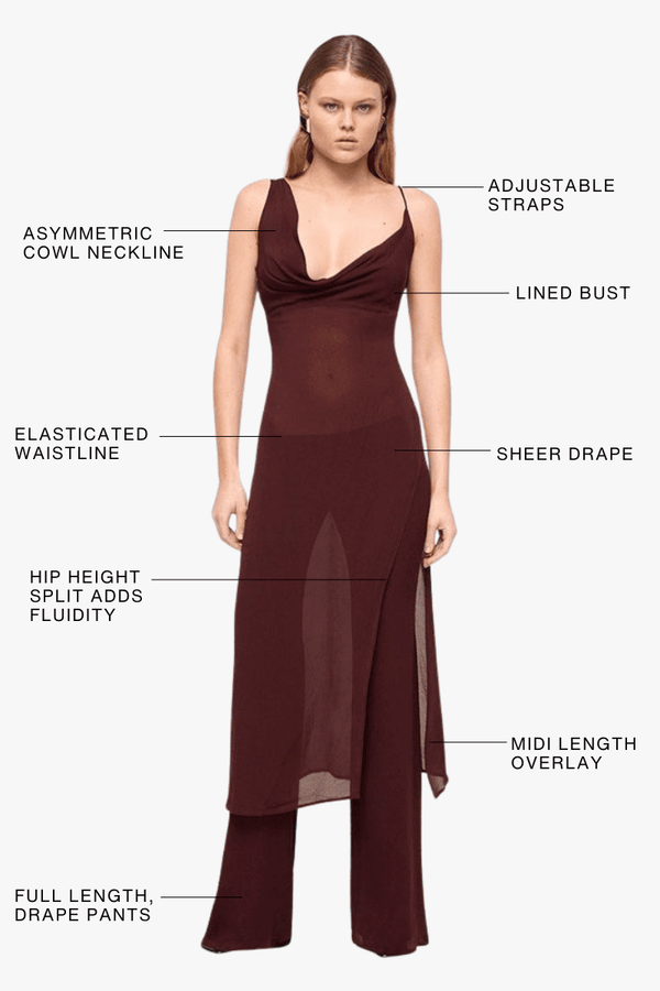Suboo Olivia Midi Drape Overlay - Chocolate