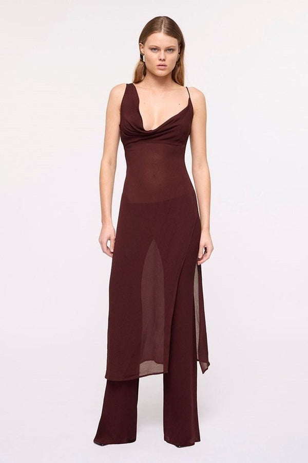suboo Olivia Midi Drape Overlay - Chocolate