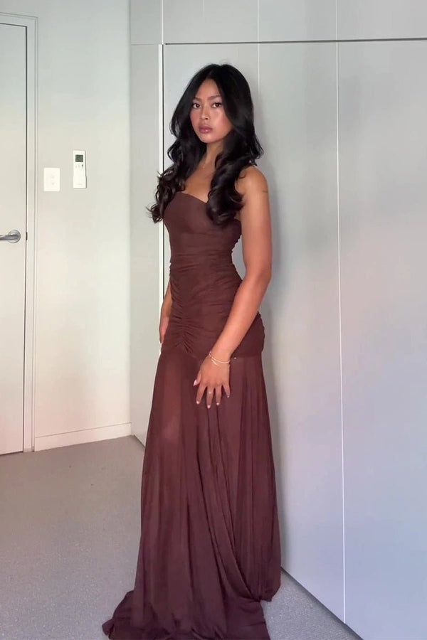 Suboo Phoenix Bustier Maxi Dress-Chocolate