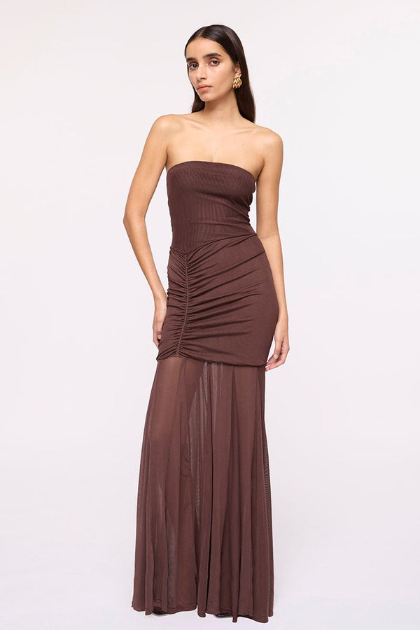 Suboo Phoenix Bustier Maxi Dress-Chocolate