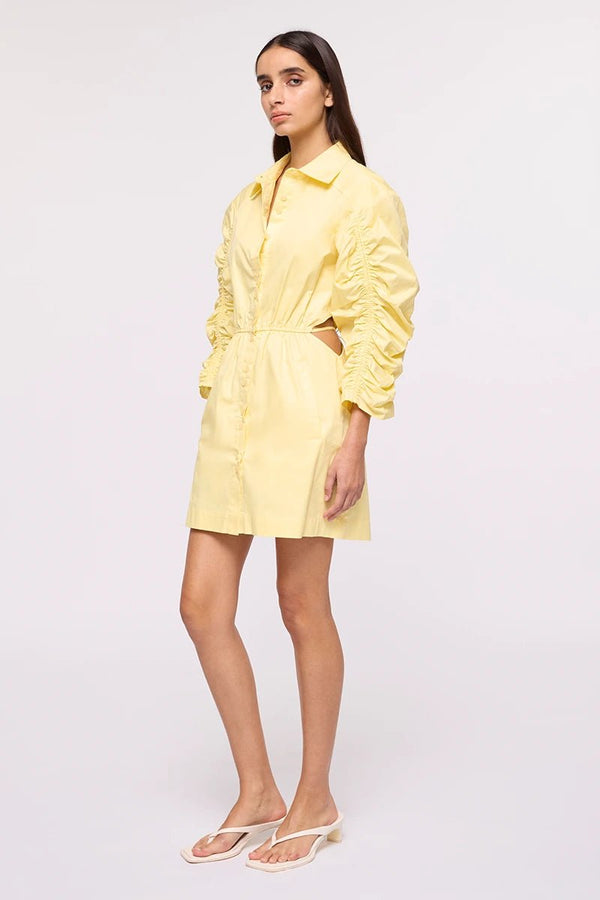 Suboo Robin Cut-Out Mini Shirt Dress - Butter