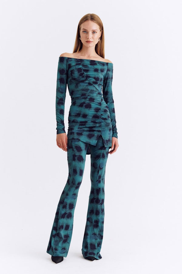 Suboo Shibori Gathered Pants - Green