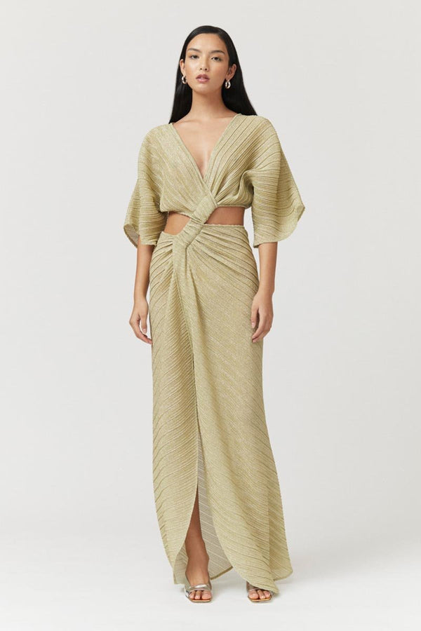 Suboo Stevie Cross-Over Midi Dress - Gold