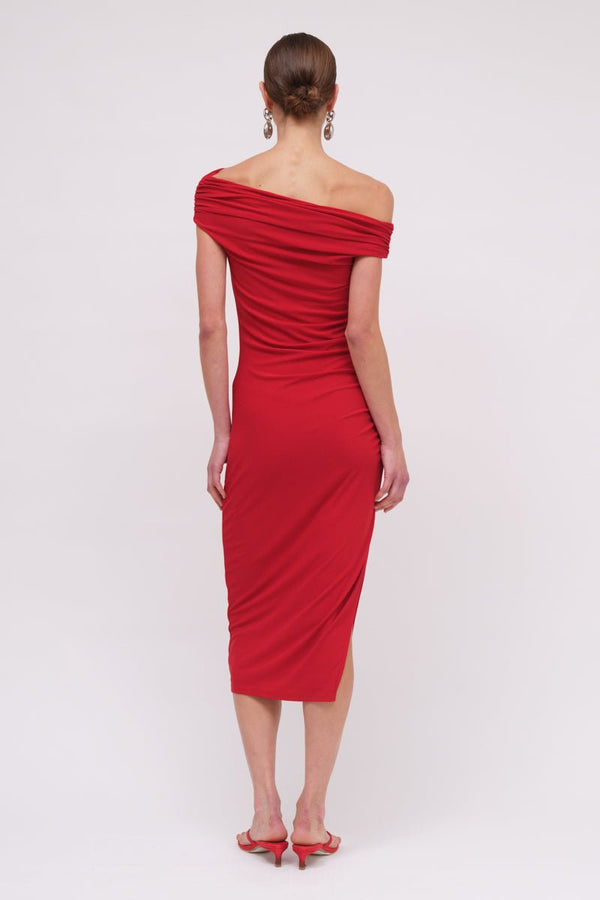 Suboo Theta Crepe Jersey Off Shoulder Midi