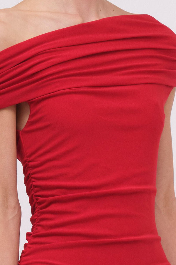 Suboo Theta Crepe Jersey Off Shoulder Midi