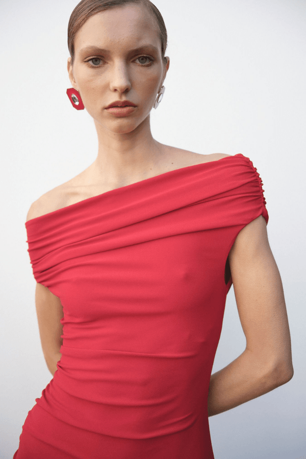 Suboo Theta Crepe Jersey Off Shoulder Mini