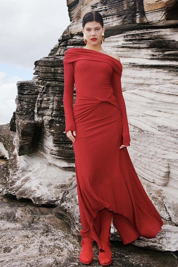 suboo Theta Twist Front Maxi Dress