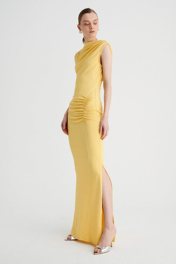 Suboo Vega Rouched Midi Dress - Butter