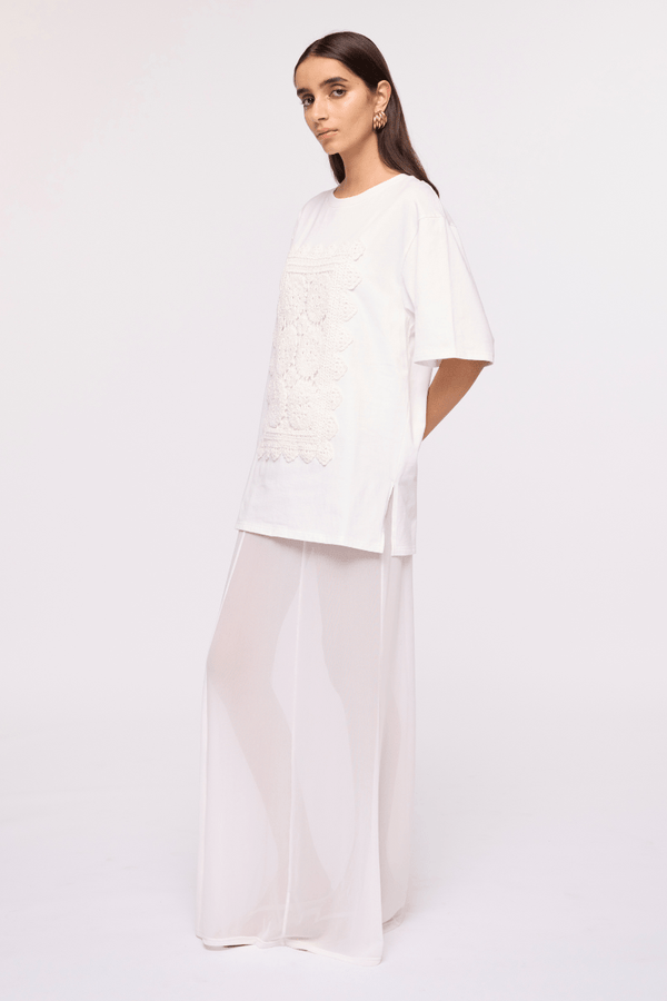 Suboo Willow Crochet Cotton Tee – White