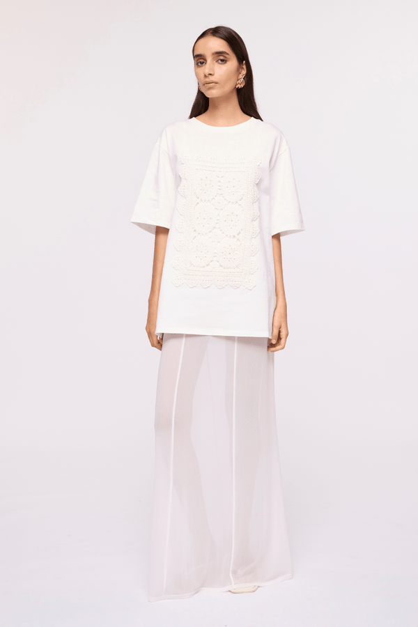 Suboo Willow Crochet Cotton Tee – White