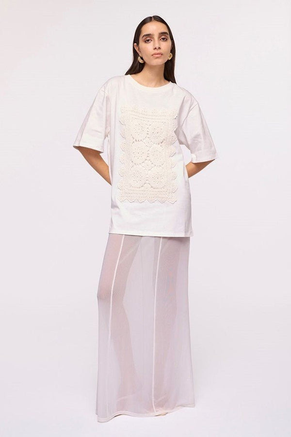 suboo Willow Crochet Cotton Tee – White