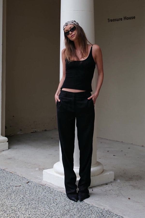 Suboo The Perfect Pant – Tailored Straight-Leg Black Linen Blend