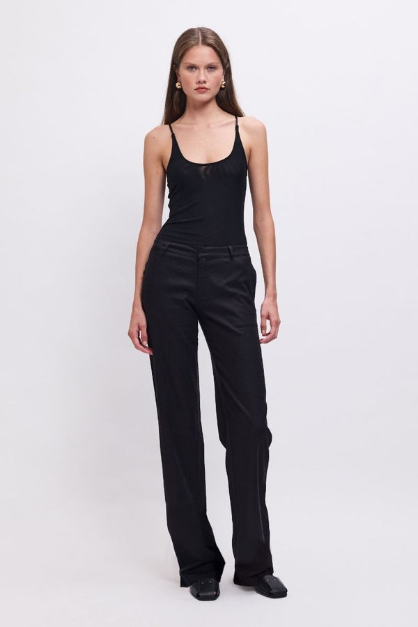 suboo The Perfect Pant – Tailored Straight-Leg Black Linen Blend