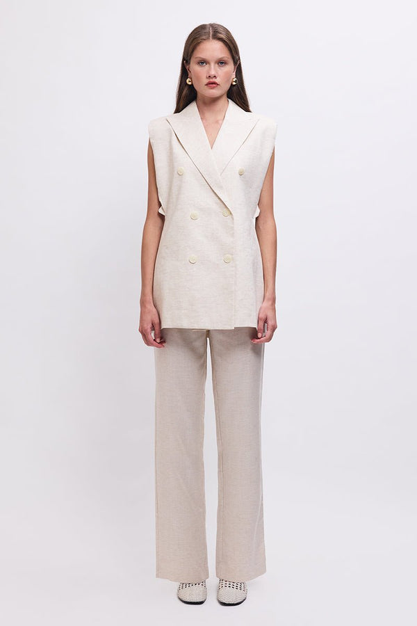 Suboo The Perfect Pant – Tailored Straight-Leg Ecru Linen Blend