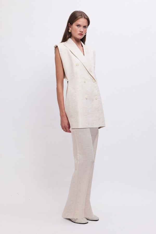 Suboo The Perfect Pant – Tailored Straight-Leg Ecru Linen Blend