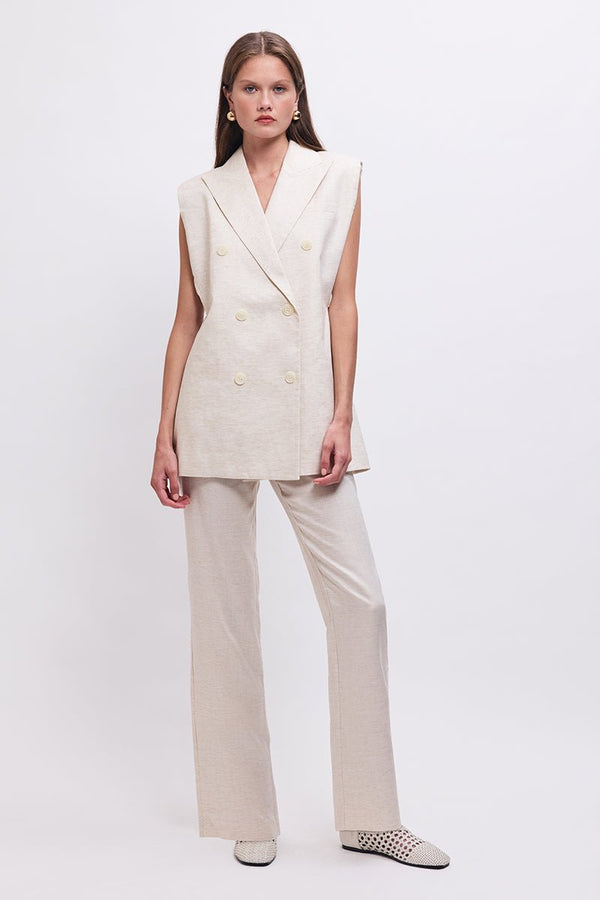 suboo The Perfect Pant – Tailored Straight-Leg Ecru Linen Blend