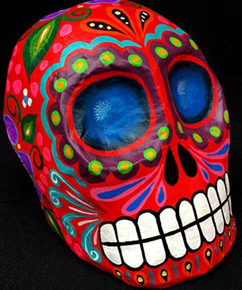 sugar skull Big Eyes Papier Mâché Skull - Blue - Museum Quality