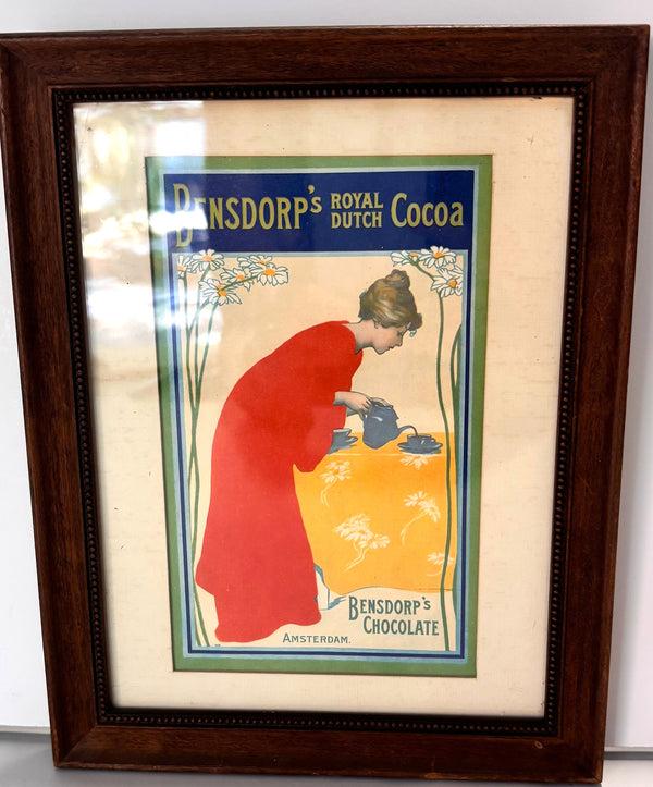sugar skull Chocolate advertising framed label - over 100 years old