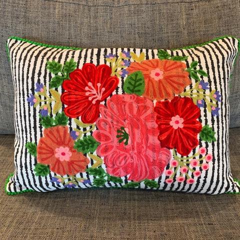 sugar skull Frida’s Livingroom – Striped Bouquet Pillow
