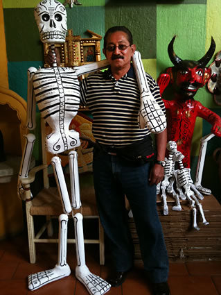 sugar skull Gigante Dangling Papier Mache Skeleton - 6 feet tall