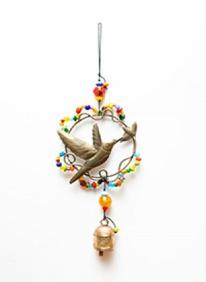 sugar skull Hummingbird Paradise W/Beads and a Bell