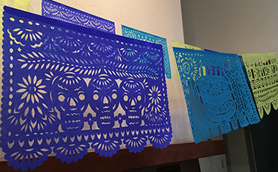 sugar skull Large - Birthday Blues Paper Banner - with sugar skulls design