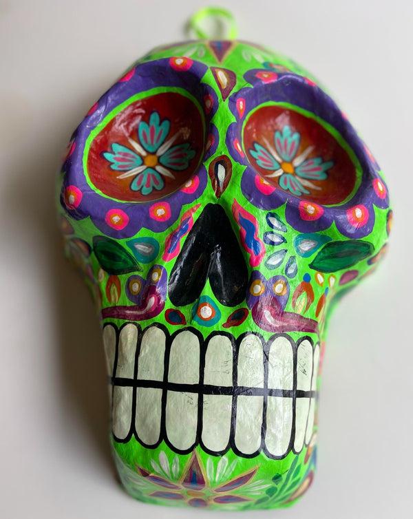sugar skull Medium Sugar Skull Wall Masks - Lime green background