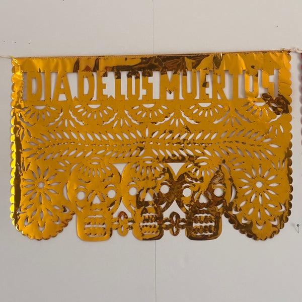 sugar skull Metallic Day of the Dead Cut Paper Banner - Medium