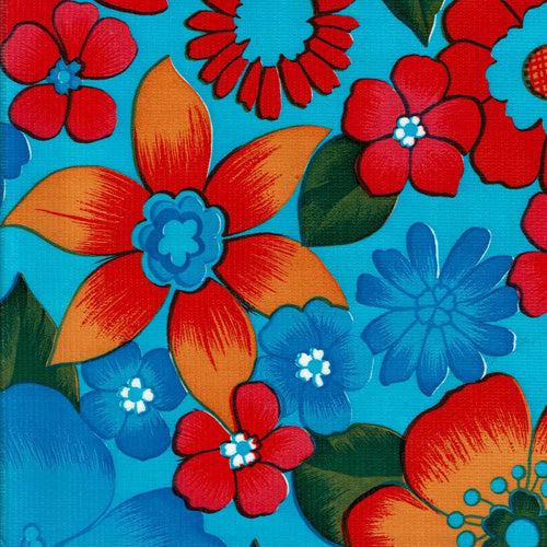 sugar skull Oilcloth Roll - Flower Fields on Light Blue