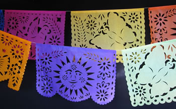 sugar skull Party PACK Fiesta Papel Picado - 10 strings 20FT long each - Call for Quantity discounts