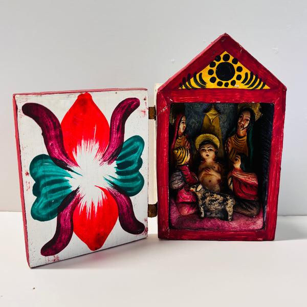 sugar skull Retablo - Nativity with a Jesus as a Toddler